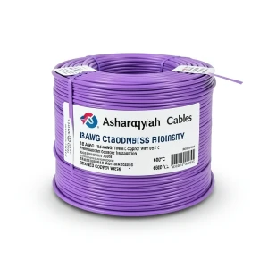 سلك نحاس مجدول 18 AWG مطلي بالقصدير عزل PVC 105°C بنفسجى 600 فولت طول 2500 قدم | شركة كابلات الشرقية للصناعة