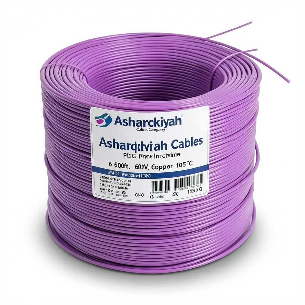 6 AWG Stranded Tinned Copper Electric Wire, PVC Insulation 105°C, Purple, 600V, 500ft | Asharqiyah Cables Company for Industry