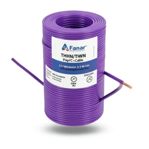 كابل نحاس THHN/THWN معزول PVC 105° قطر 5.9 مم 600 فولت طول 500 قدم بنفسجي | شركة الفنار