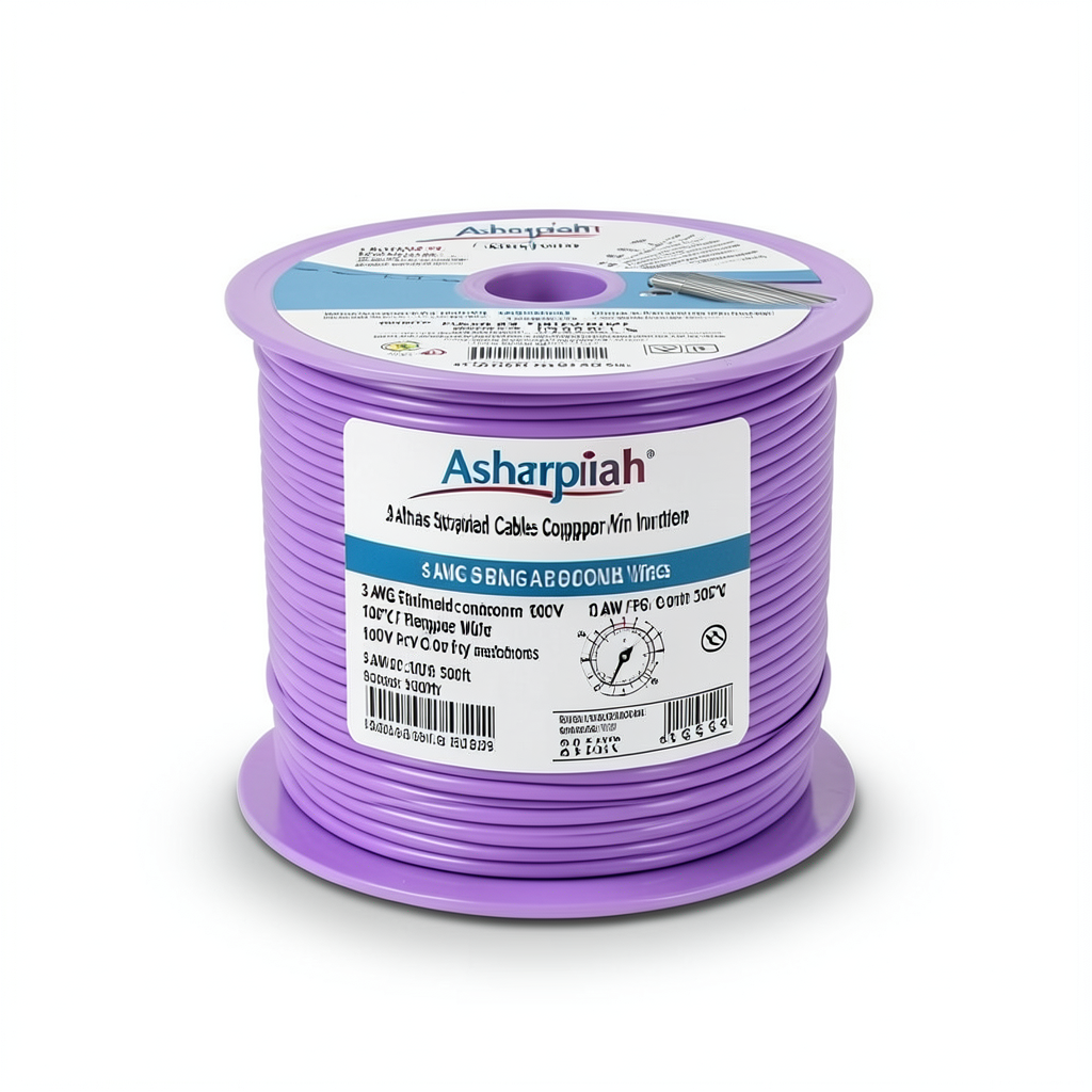 سلك نحاس مجدول 3 AWG مطلي بالقصدير عزل PVC 105°C بنفسجى 600 فولت 500 قدم | شركة كابلات الشرقية للصناعة