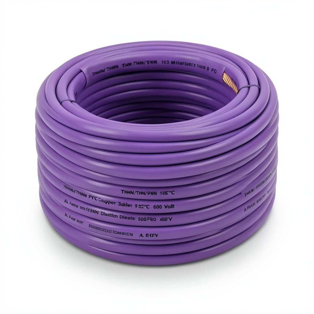 كابل نحاس THHN/THWN معزول PVC 105° قطر 9.3 مم 600 فولت 500 قدم بنفسجي | شركة الفنار