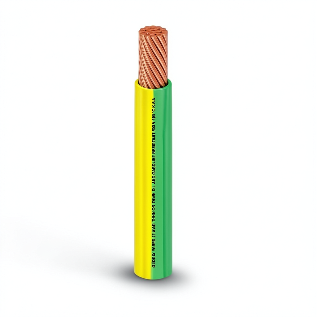 كابل نحاس THHN/THWN معزول PVC 105° قطر 2.7 مم 600 فولت طول 2500 قدم أصفر مع أخضر | شركة الفنار