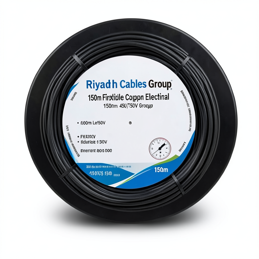 150mm Flexible Copper Electrical Wire, 450/750V, 1000m Length, Black | Riyadh Cables Group