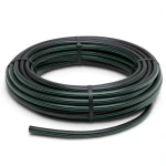 لفة أنابيب HDPE ضغط 15.7 بار PE 63 قطر خارجي 160 مم SDR 6 أسود مع خطوط خضراء