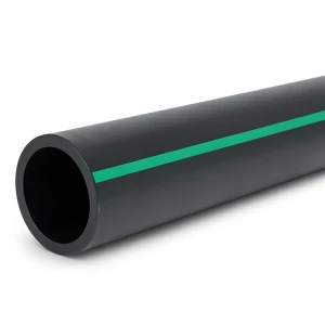 HDPE Polyethylene Pipe Nominal Pressure 3.9 Bar PE 63 OD 180 mm SDR 21 Black with Green Stripes