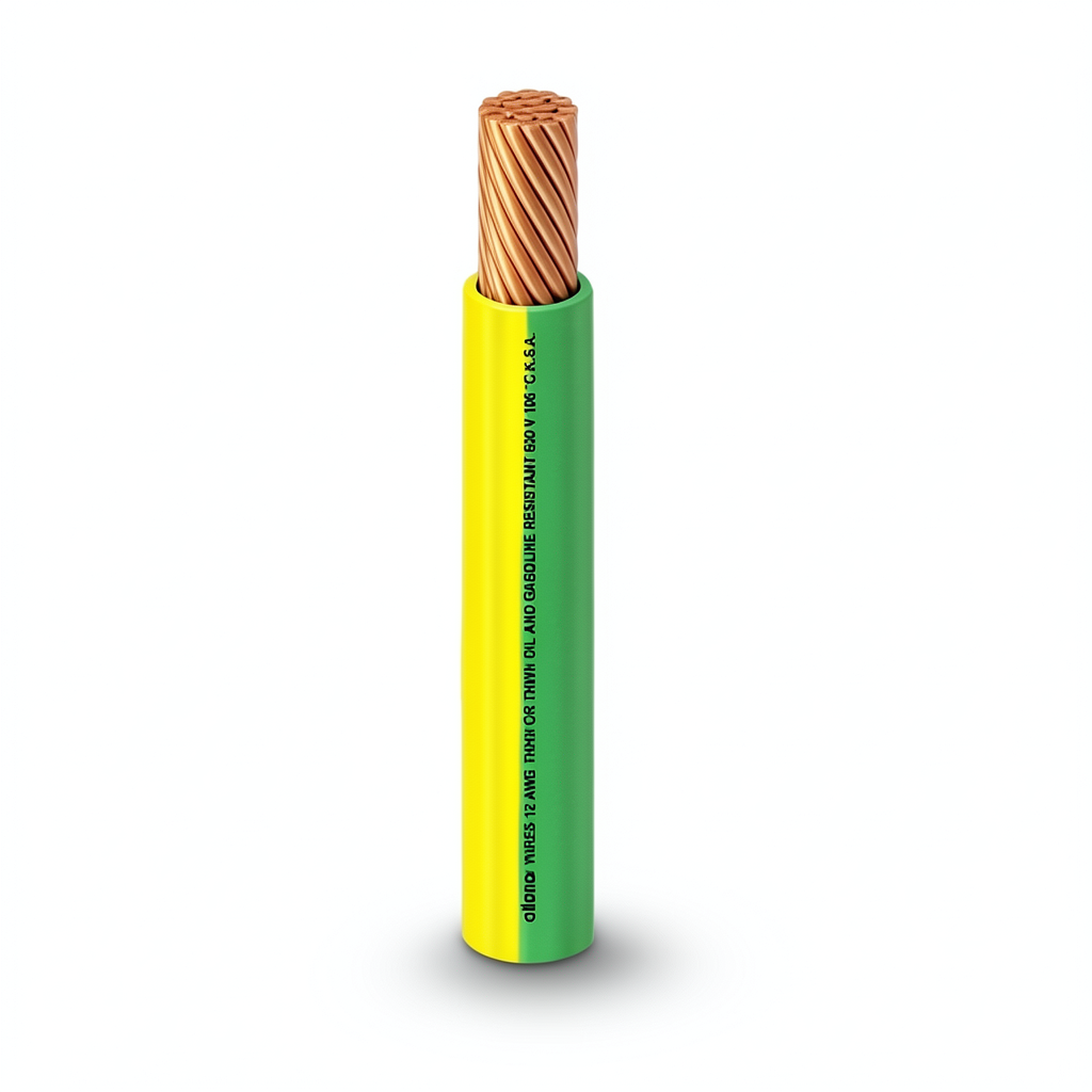 كابل نحاس THHN/THWN قطر 3.8 مم معزول PVC 105° أصفر مع أخضر | شركة الفنار