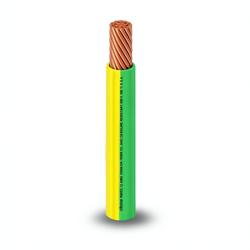 كابل نحاس THHN/THWN معزول PVC 105° قطر 4.4 مم 600 فولت طول 2500 قدم أصفر مع أخضر | شركة الفنار