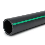 أنابيب HDPE ضغط 3.9 بار PE 63 قطر خارجي 200 مم SDR 21 أسود مع خطوط خضراء