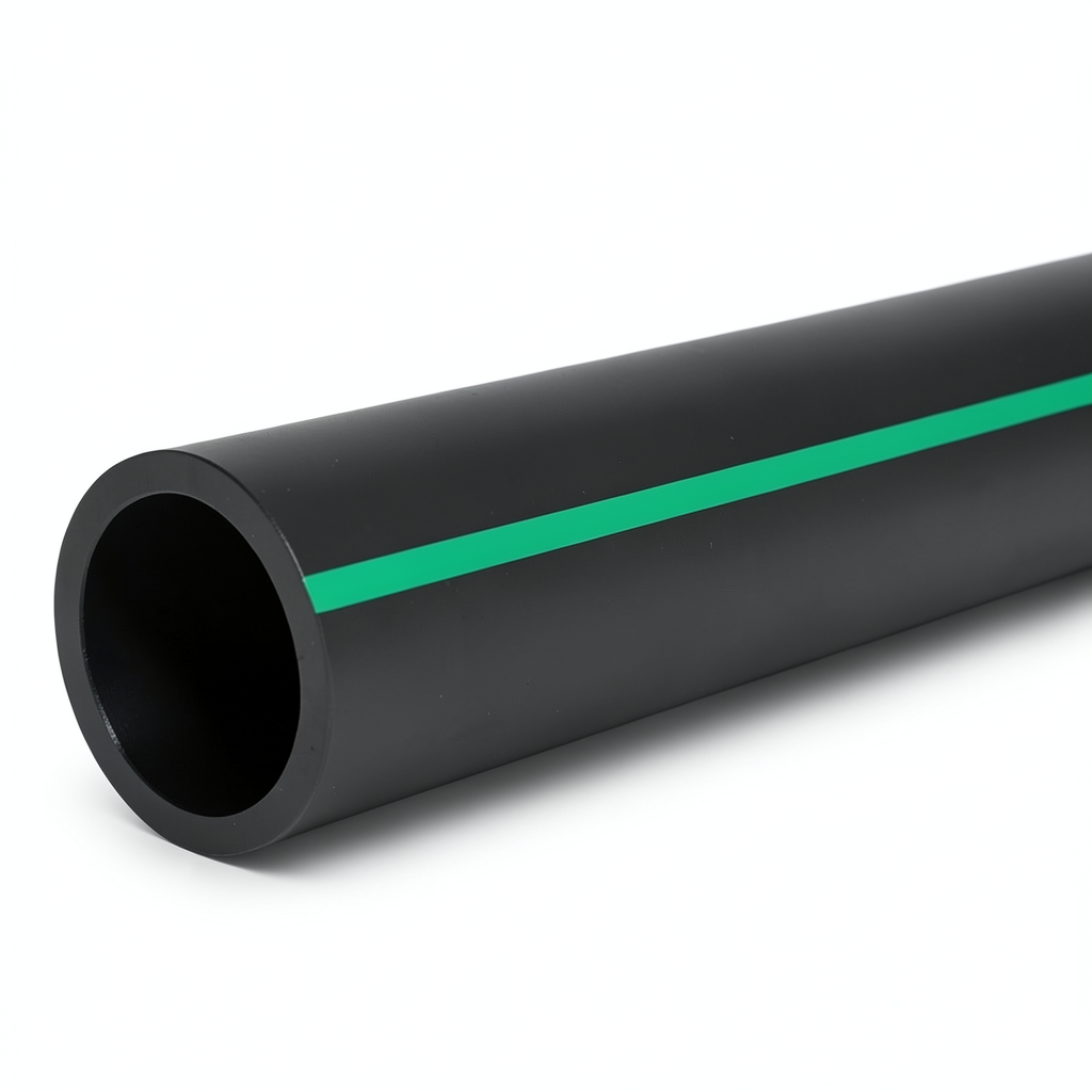 أنابيب بلاستيك HDPE ضغط 3.9 بار PE 63 قطر خارجي 315 مم SDR 21 أسود مع خطوط خضراء