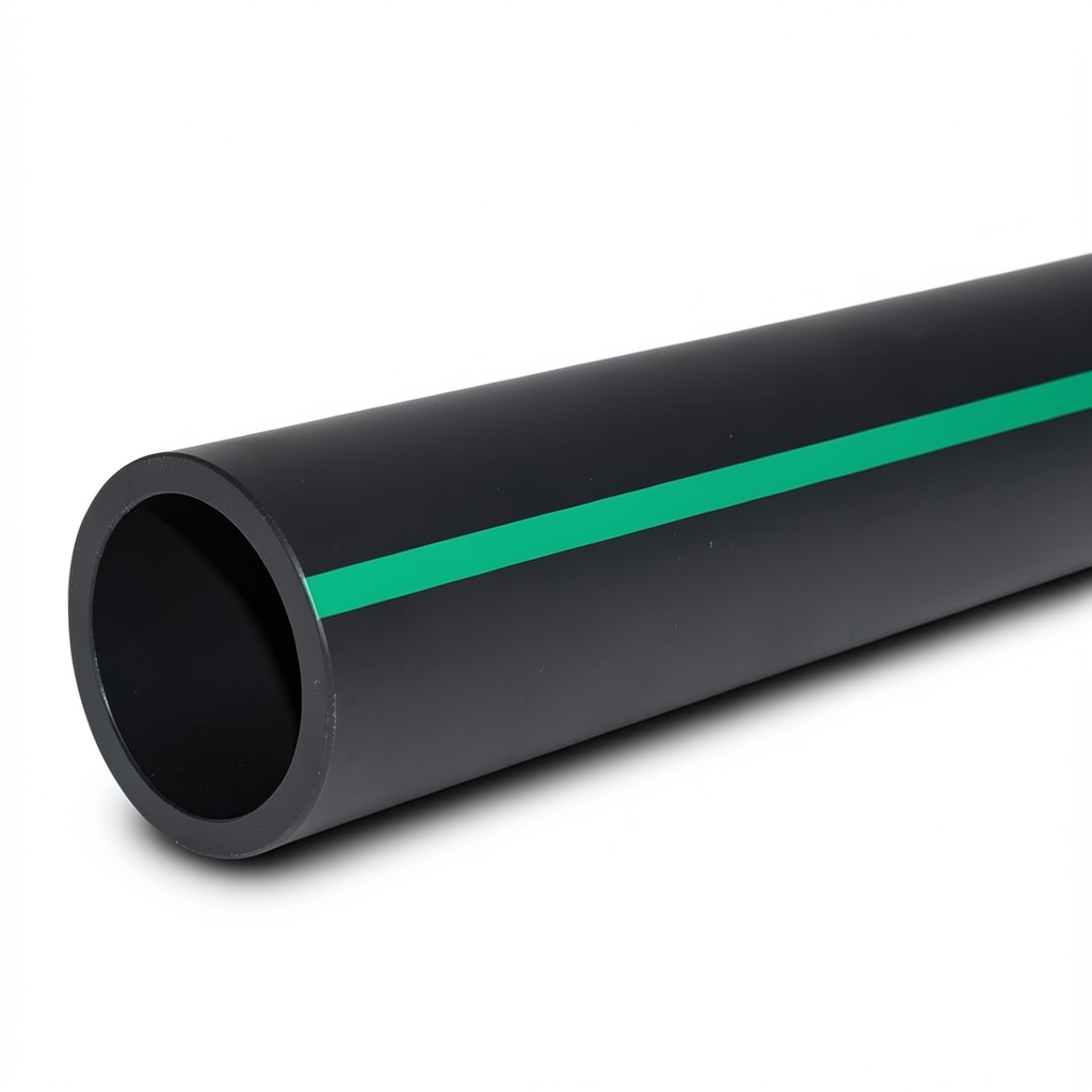 HDPE Polyethylene Pipe PN 3.9 Bar PE 63 OD 560 mm SDR 21 Black with Green Stripes