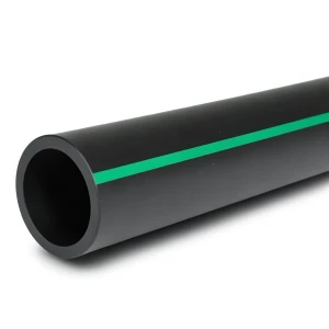 HDPE Polyethylene Pipe Nominal Pressure 6.2 Bar PE63 Outside Diameter 200 mm SDR 13.6 Black with Green Stripes