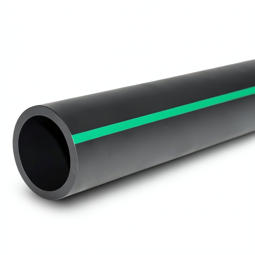 HDPE Polyethylene Pipe PN 3.9 Bar PE 63 OD 560 mm SDR 21 Black with Green Stripes