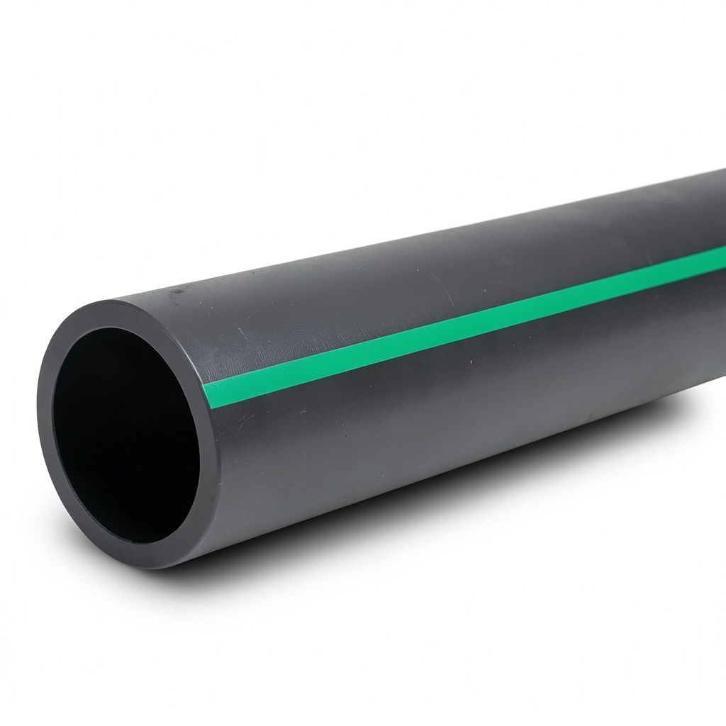 HDPE Polyethylene Pipe Nominal Pressure 3.9 Bar PE63 630 mm SDR 21 Black/Green