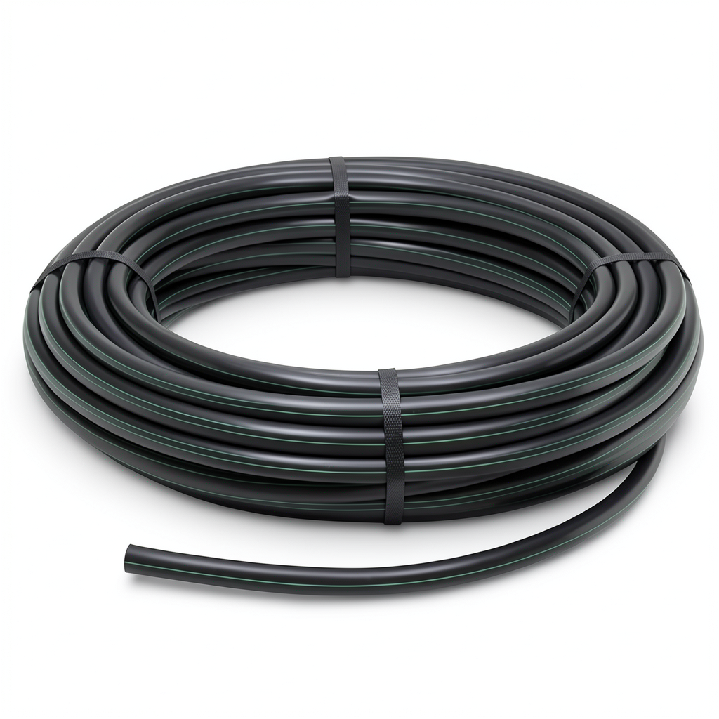 لفة أنابيب HDPE ضغط اسمي 3.9 بار PE 63 قطر خارجي 40 مم SDR 21 لون أسود