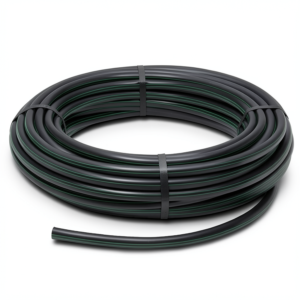 لفة أنابيب HDPE ضغط 3.9 بار PE 63 قطر خارجي 50 مم SDR 21 أسود