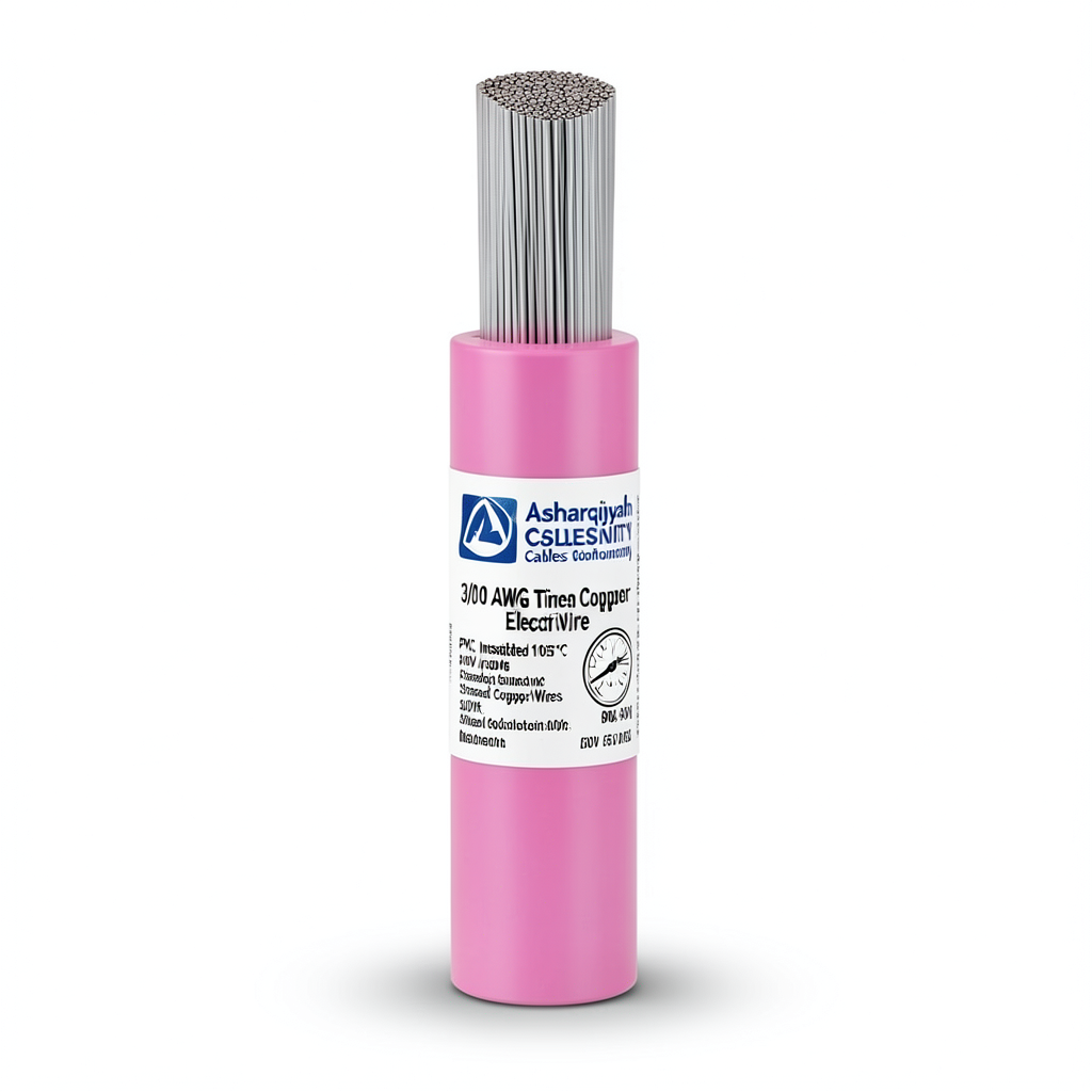 سلك كهرباء نحاس مجدول 3/0 AWG مطلي بالقصدير، معزول PVC 105°C، زهرى، 600 فولت، 500 قدم | شركة كابلات الشرقية للصناعة