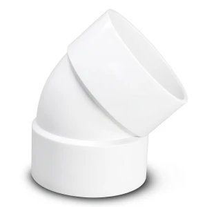 كوع بلاستيك UPVC زاوية 45° مقاس 2 إنش جدول 40 لون أبيض