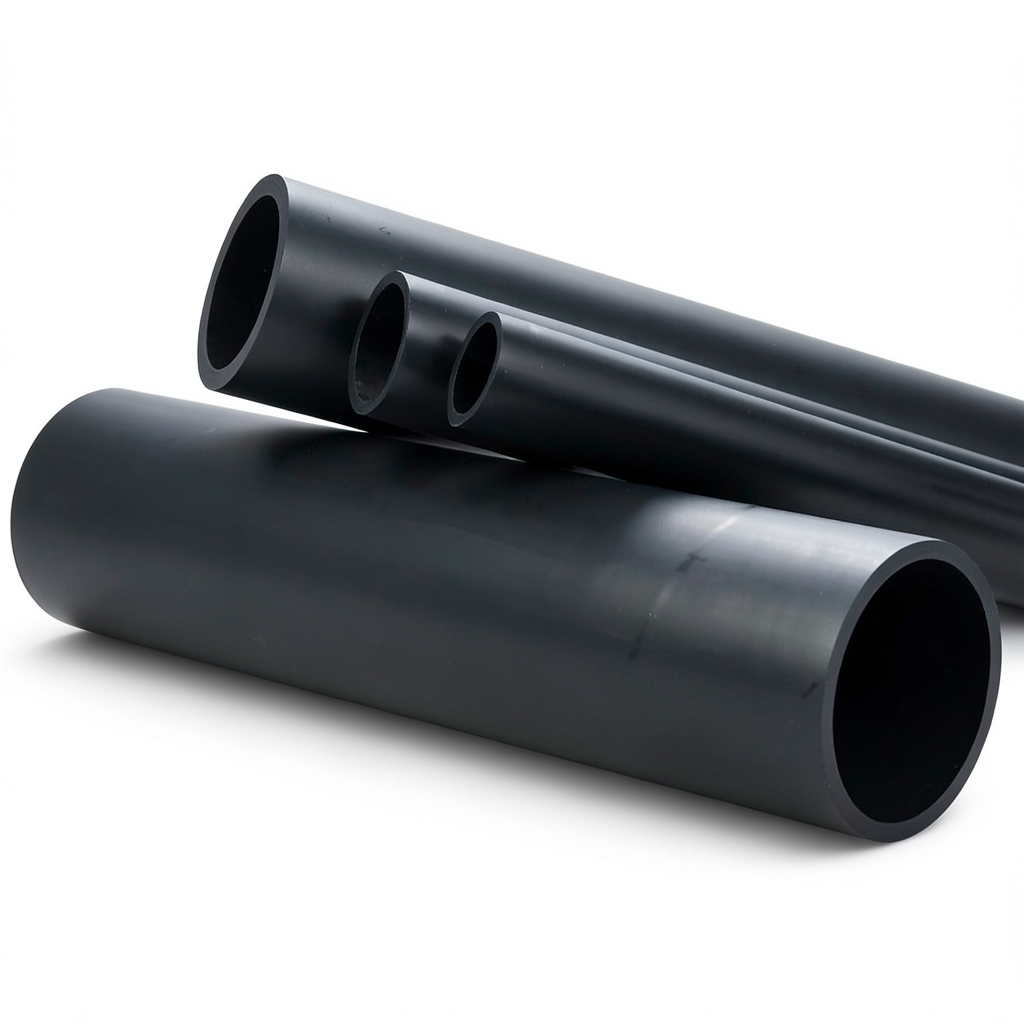 أنابيب HDPE ضغط 16 بار PE 100، قطر خارجي 710 مم، سمك 64.5 مم، لون أسود