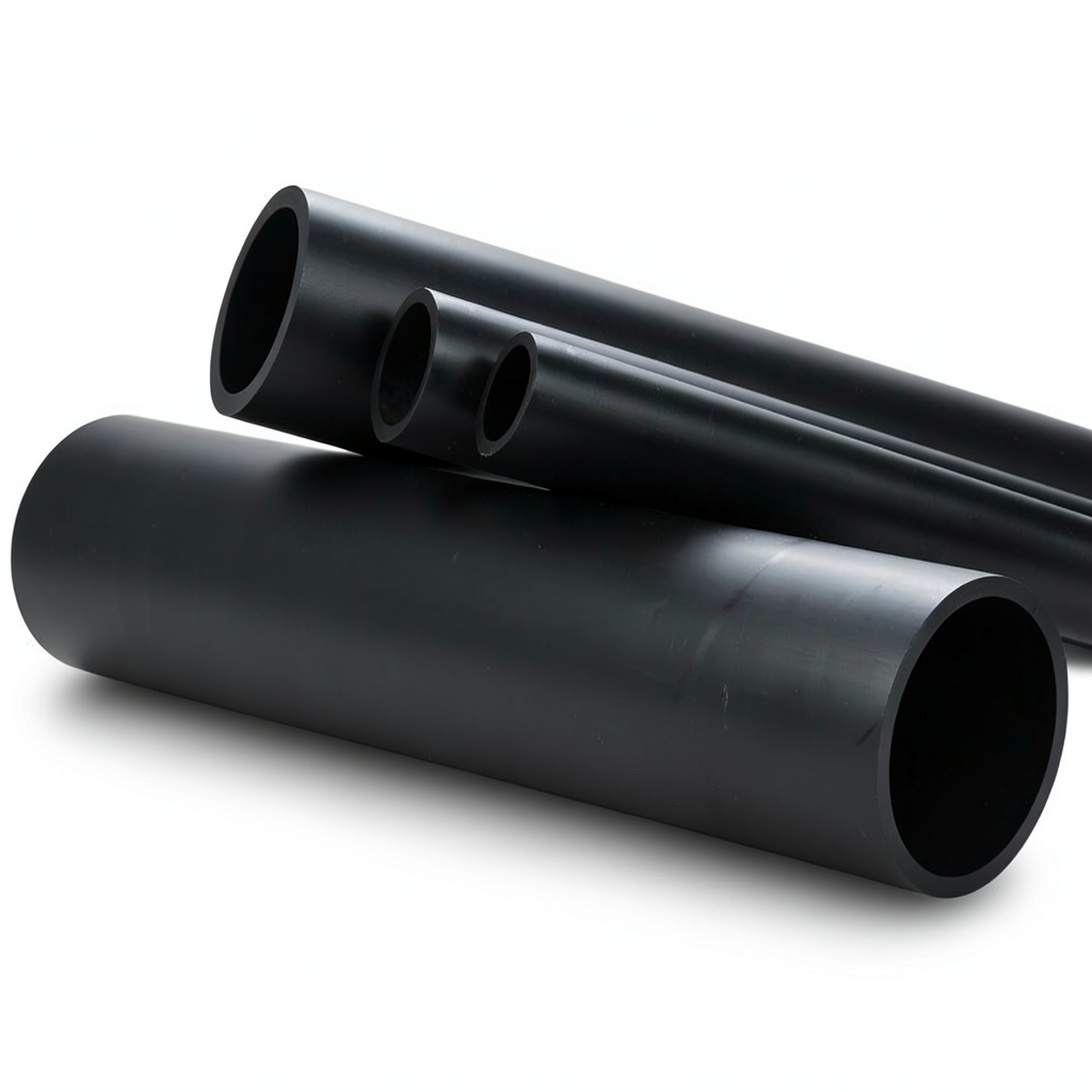 High Density Polyethylene Pipe Pressure 16 Bar PE 100 Size 160 mm Thickness 14.6 mm Black