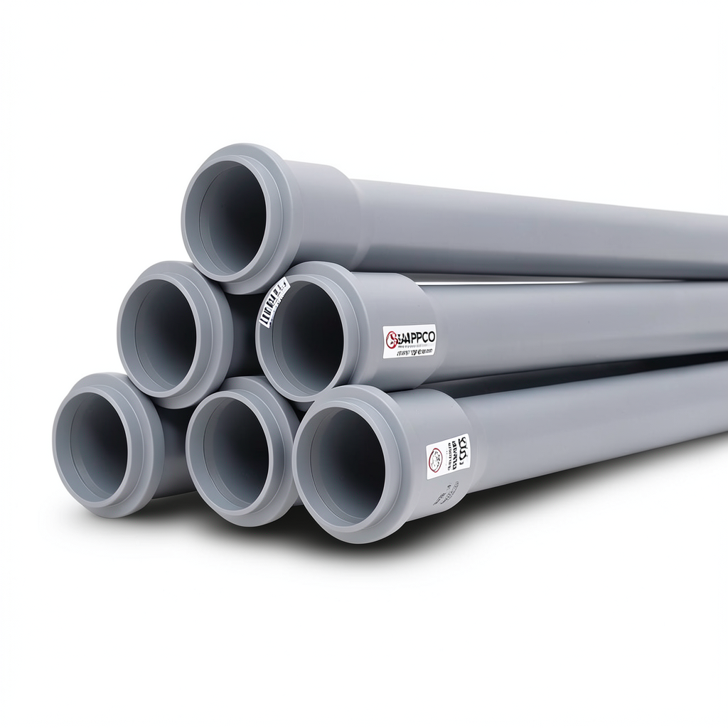 UPVC Pipes PN 6 Bar Size 110 mm Thickness 3.2 mm Gray Color | SAPPCO