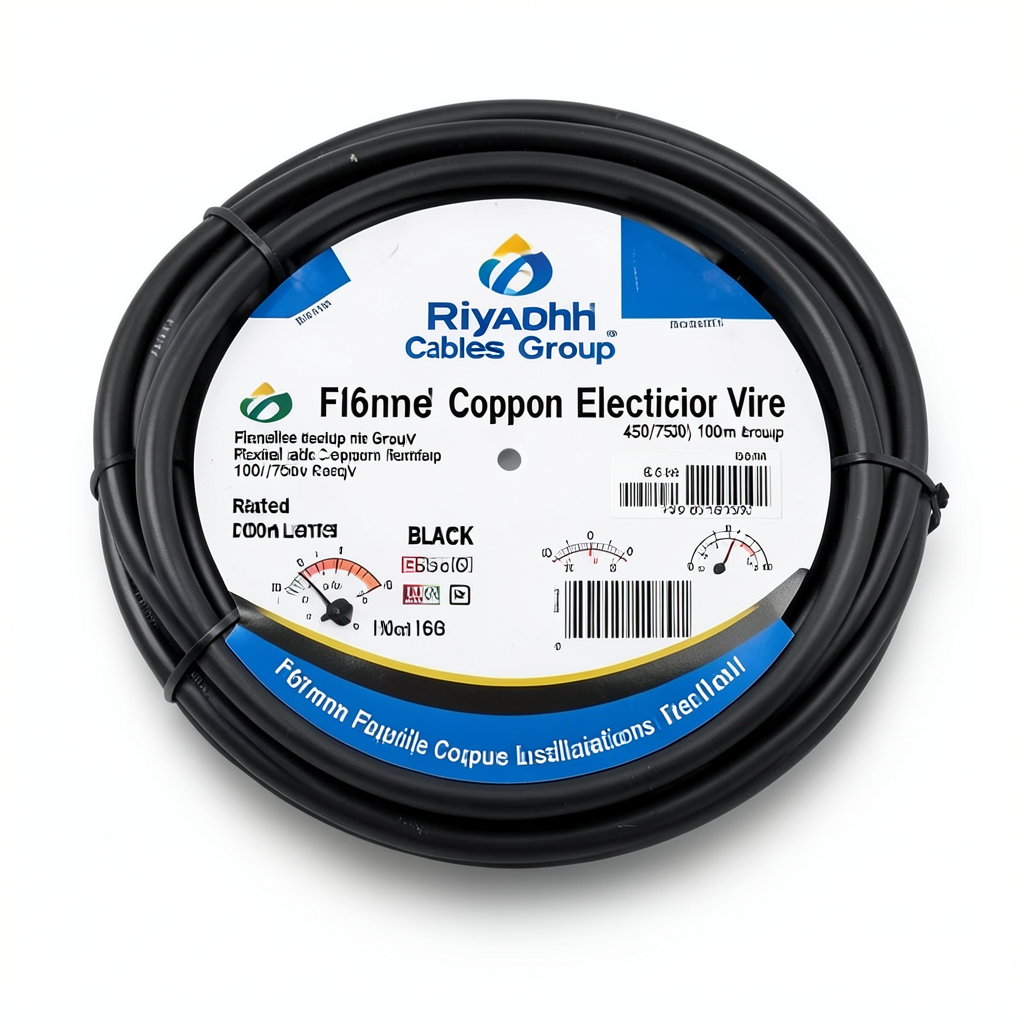 16mm Flexible Copper Electric Wire, 450/750V, 100m Length, Black | Riyadh Cables Group