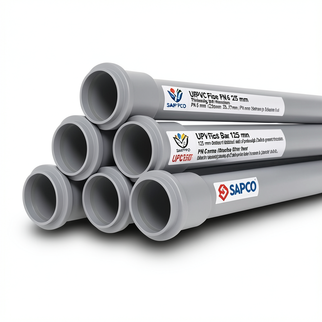 UPVC Pipes PN 6 Bar Size 125 mm Thickness 3.7 mm Gray Color | SAPPCO
