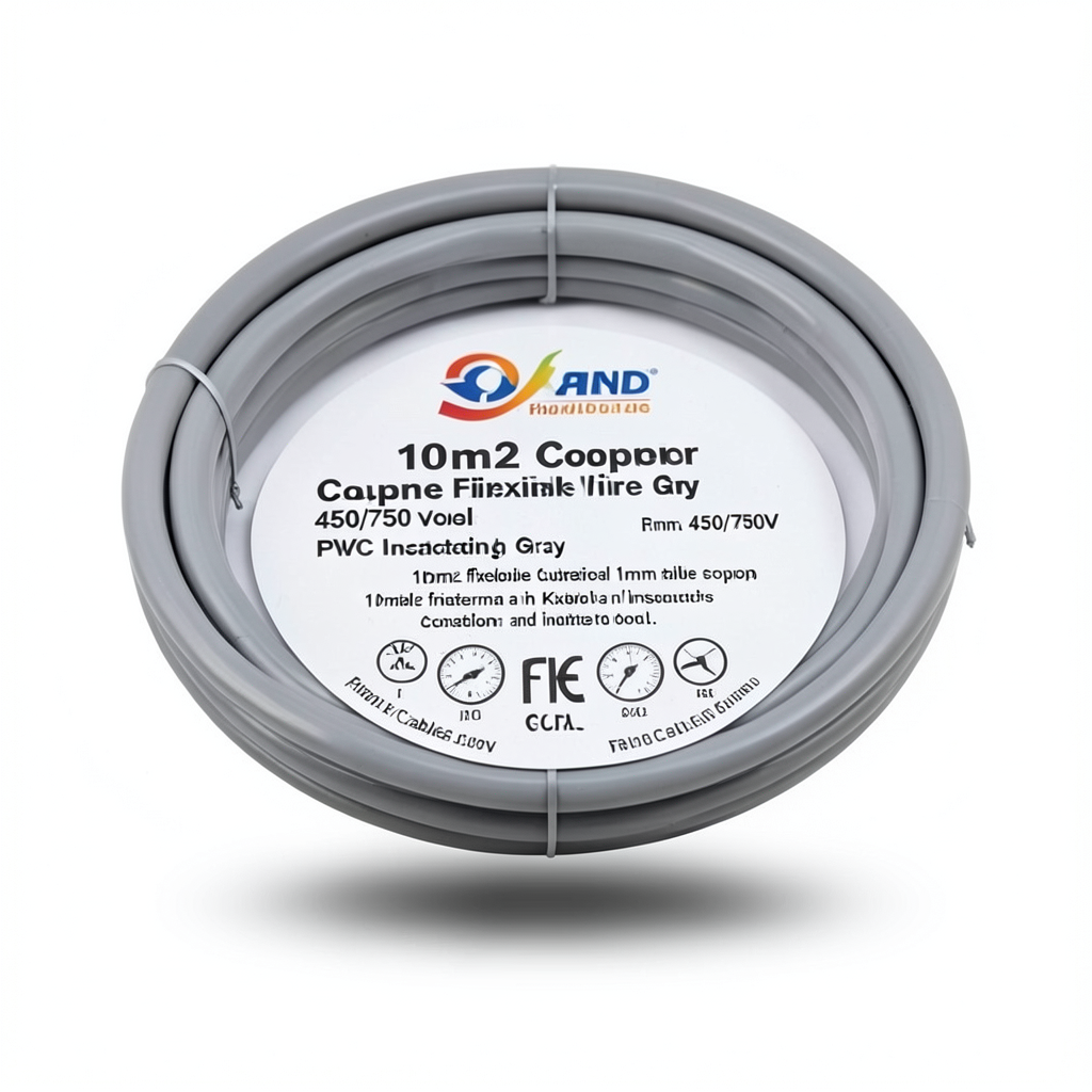 10mm2 Copper Flexible Wire 450/750 volts, PVC Insulation 1mm Thickness, Gray | Riyadh Cables Group