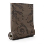 Italian Wallpaper Floral Design Brown Color, Size 10mx0.73m, Model 305007
