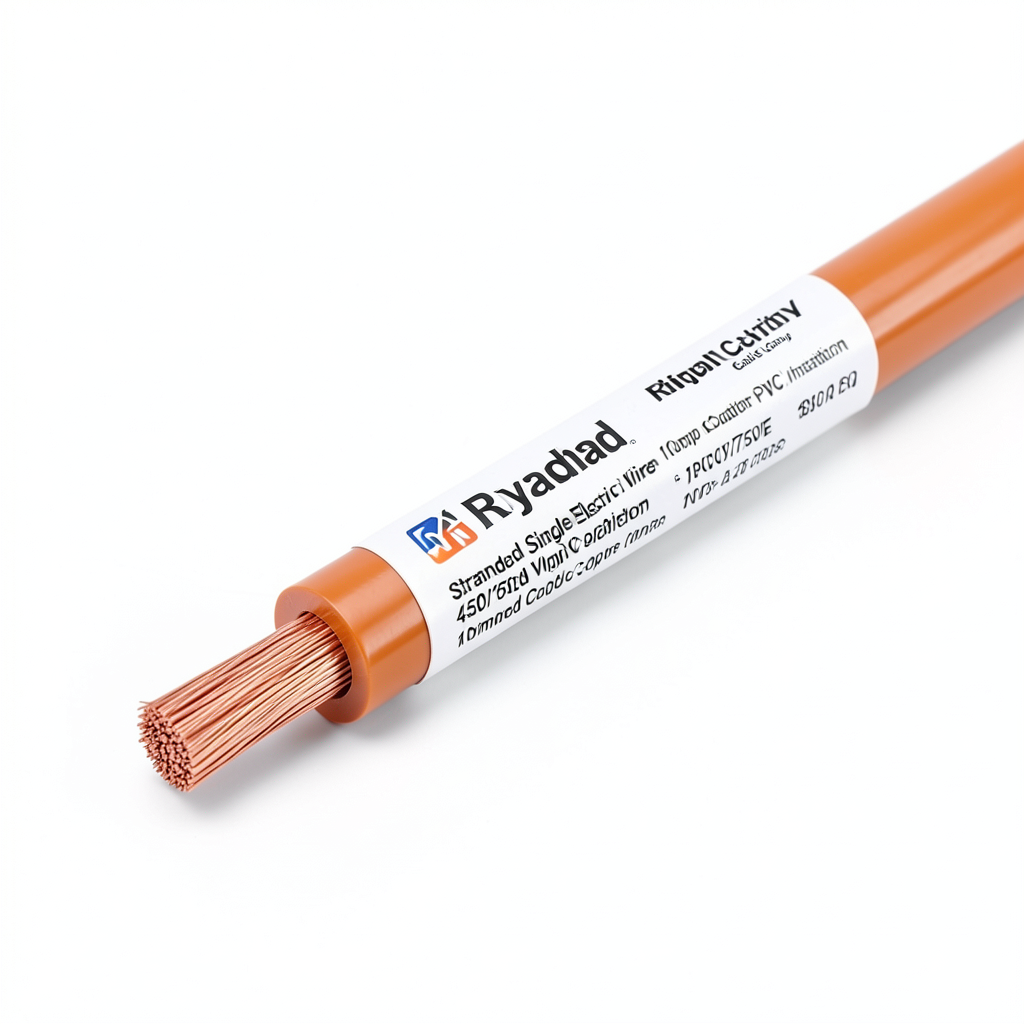 لفة سلك مفرد مجدول 10mm 450/750V موصل نحاس عزل PVC لون برتقالي | مجموعة كابلات الرياض