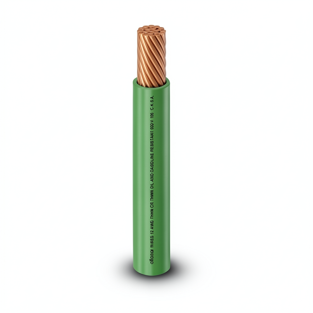 كابل نحاس THHN/THWN قطر 3.4 مم معزول PVC 105° أخضر 600 فولت 2500 قدم | شركة الفنار