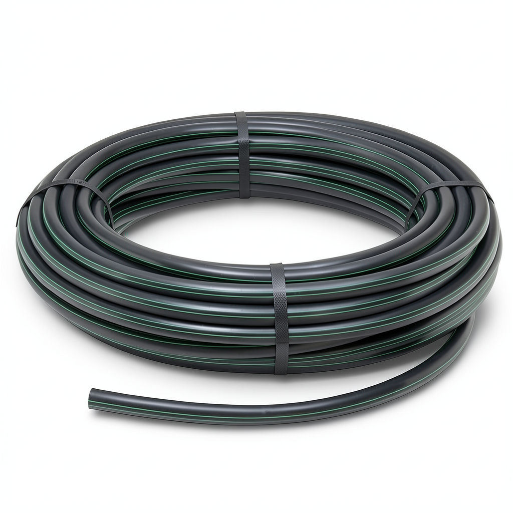 لفة أنابيب HDPE ضغط 3.9 بار PE 63 قطر خارجي 110 مم SDR 21 لون أسود