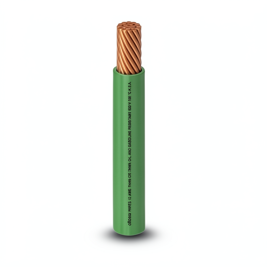 كابل نحاس THHN/THWN معزول PVC 105° قطر 3.8 مم 600 فولت طول 2500 قدم أخضر | شركة الفنار