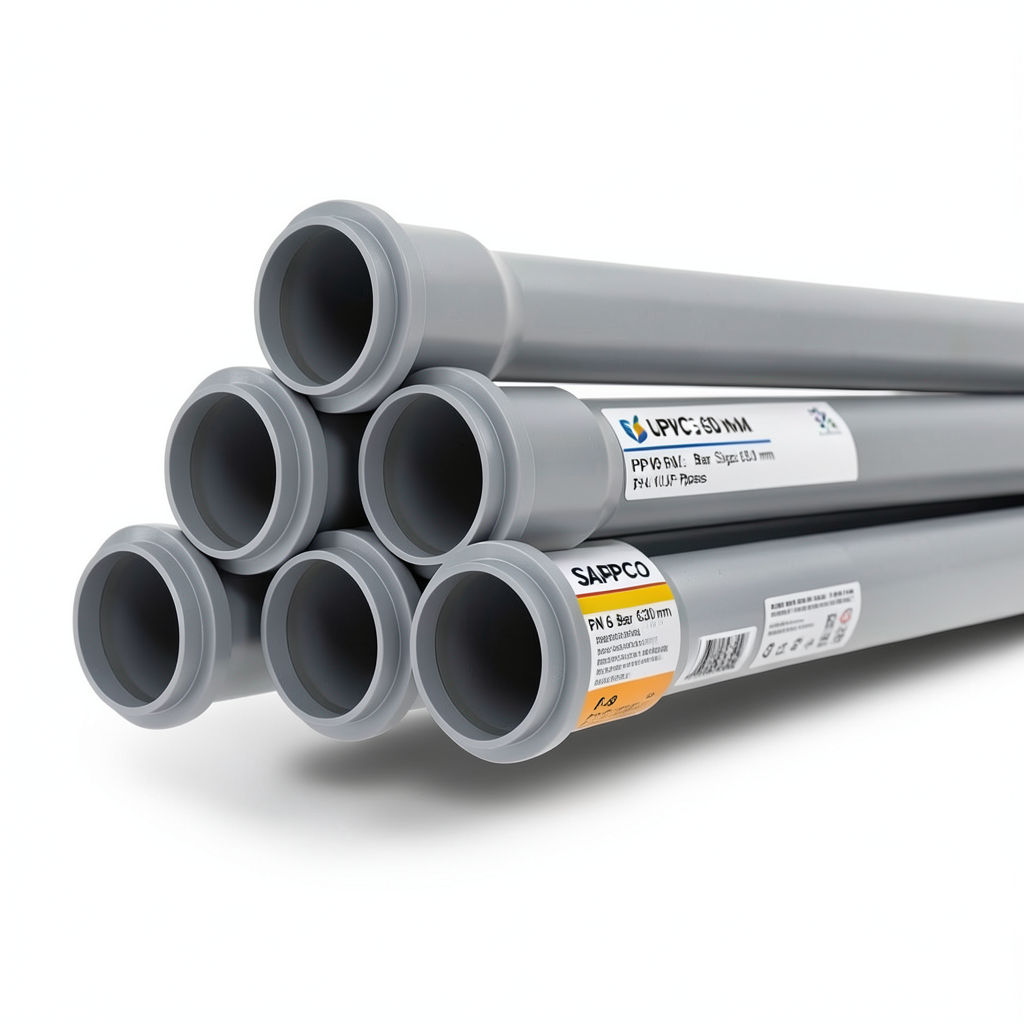 UPVC Pipes PN 6 Bar Size 630 mm Thickness 18.4 mm Gray Color | SAPPCO