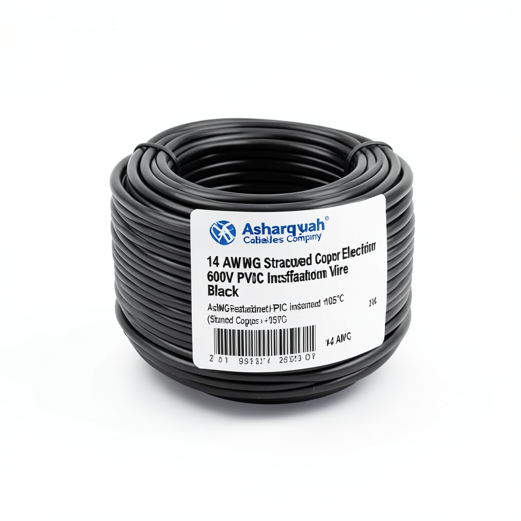 سلك كهرباء 14 AWG نحاس مجدول جهد 600 فولت عزل PVC اسود | شركة كابلات الشرقية للصناعة
