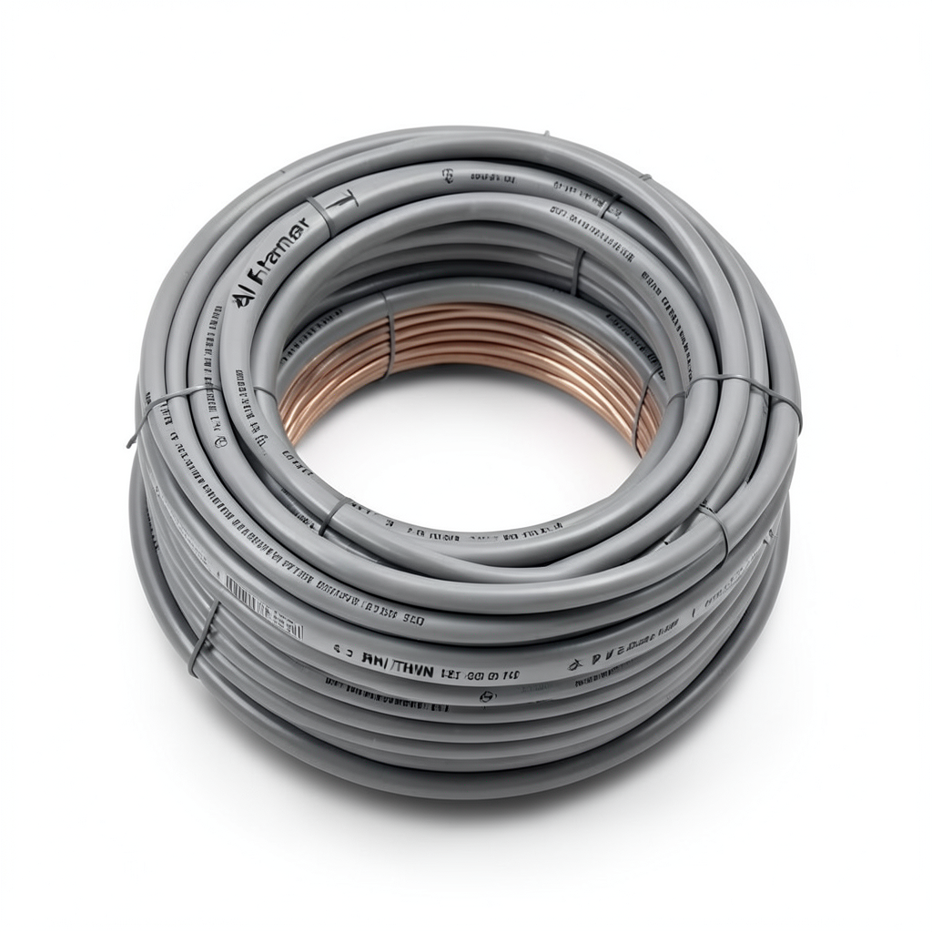 كابل نحاس THHN/THWN قطر 12.7 مم 600 فولت 500 قدم معزول PVC رمادي | شركة الفنار