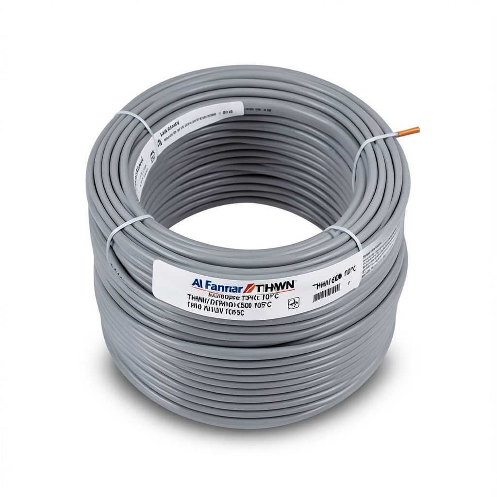 كابل نحاس THHN/THWN معزول PVC 105°  قطر 13.8 مم 600 فولت 500 قدم رمادي | شركة الفنار