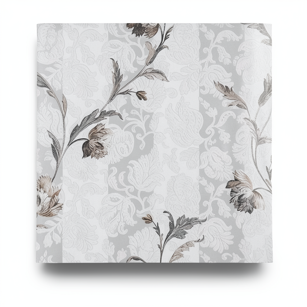 Italian Floral Wall Covering 10m x 1.06m Gray, Model 5446