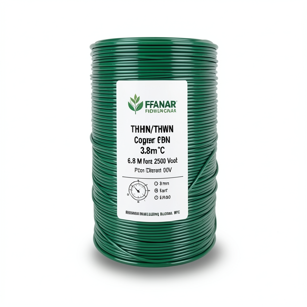 كابل نحاس THHN/THWN معزول PVC 105° قطر 3.8 مم 600 فولت طول 2500 قدم أخضر | شركة الفنار