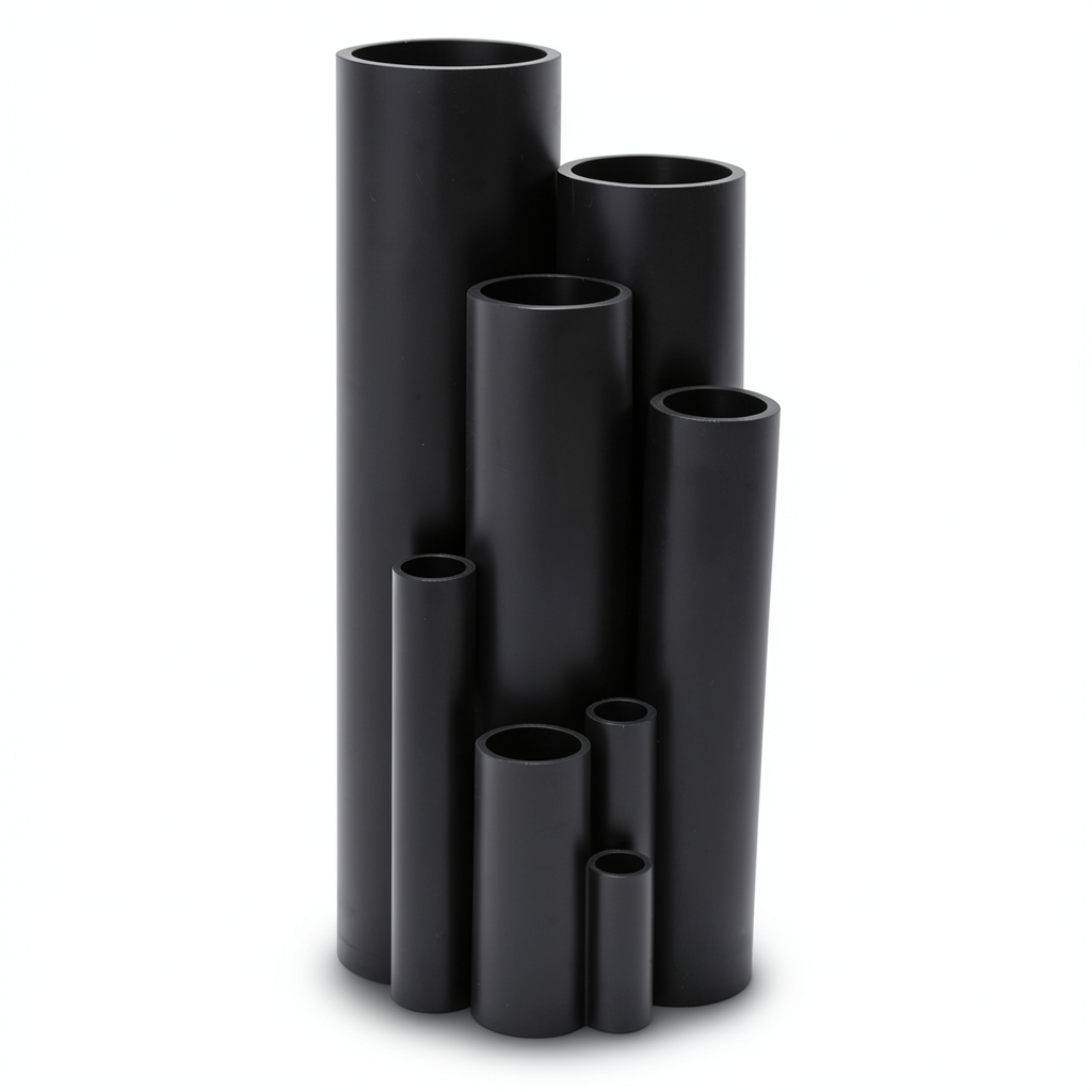 HDPE Plastic Pipe PN 12.5 Bar PE 80, 63 mm OD, 4.7 mm Thickness, Black