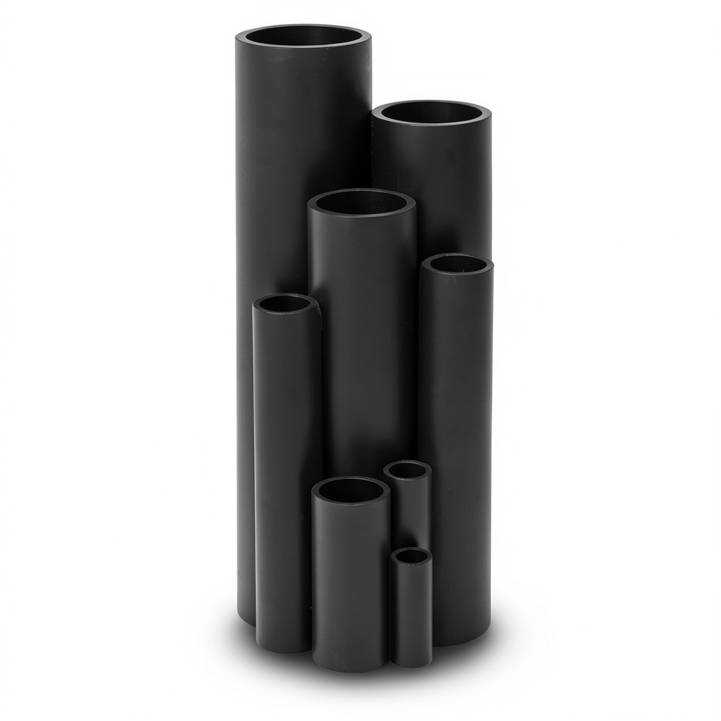 انابيب HDPE ضغط 12.5 بار PE 80 مقاس 110 مم سمك 8.1 مم لون اسود