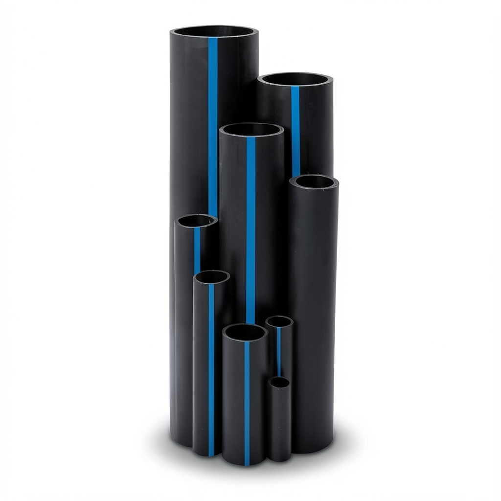 مواسير بلاستيك HDPE ضغط 12.5 بار PE 80، قطر خارجي 160 مم، سمك 11.8 مم، لون اسود