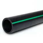 مواسير بلاستيك HDPE ضغط 6.2 بار PE 63 قطر خارجي 450 مم SDR 13.6 أسود مع خط أخضر