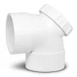 كوع UPVC زاوية °90 بباب مقاس 4 انش لون ابيض