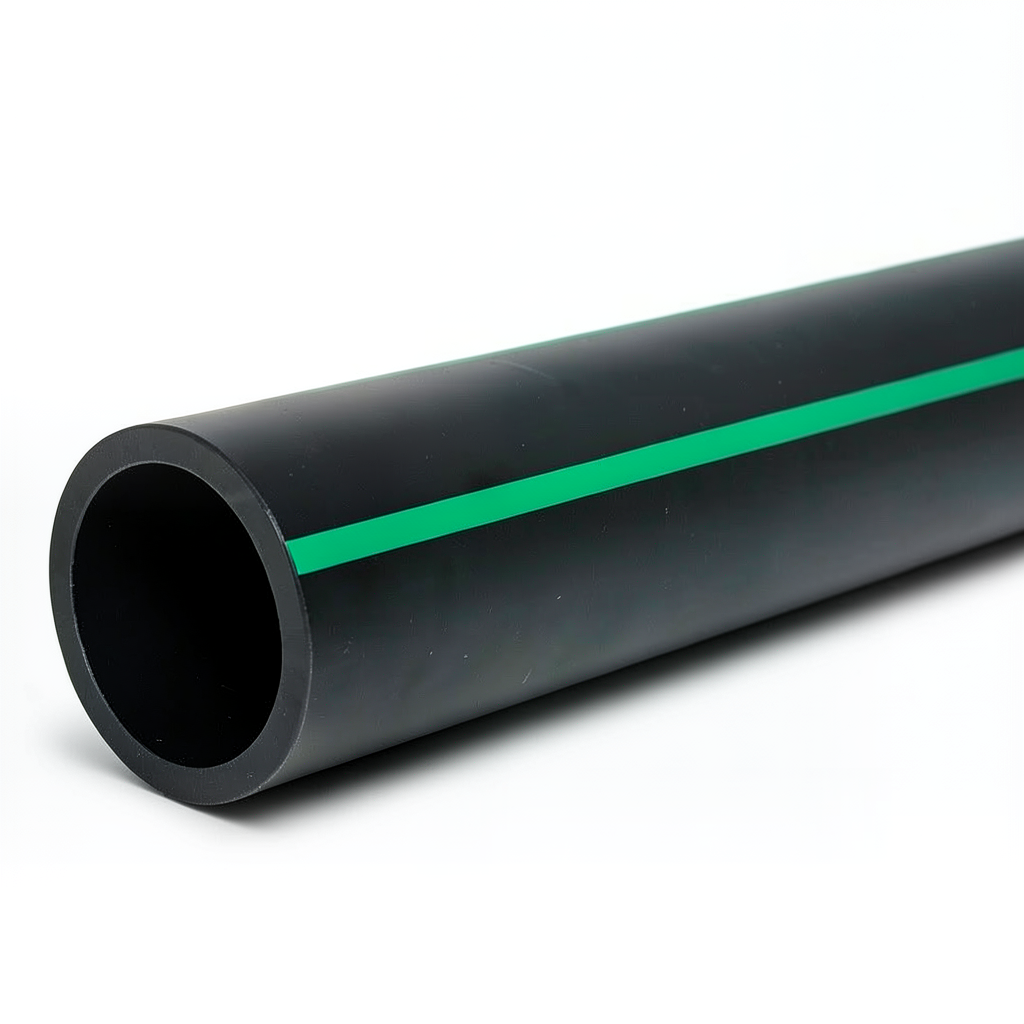 HDPE Polyethylene Pipe PN 9.8 Bar PE 63 OD 315 mm SDR 9 Black with Green Stripes