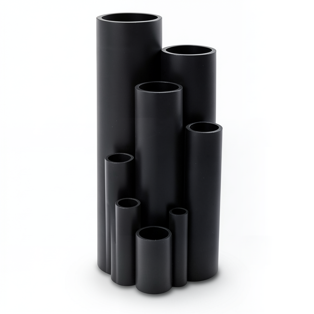 انابيب بلاستيك HDPE ضغط 12.5 بار PE 80، قطر خارجي 63 مم، سمك 4.7 مم، لون اسود