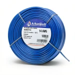لفة سلك مفرد نحاس مجدول 14 AWG مطلي قصدير، 1000 فولت، عزل PVC +105°C أزرق، 2500 قدم | شركة كابلات الشرقية للصناعة