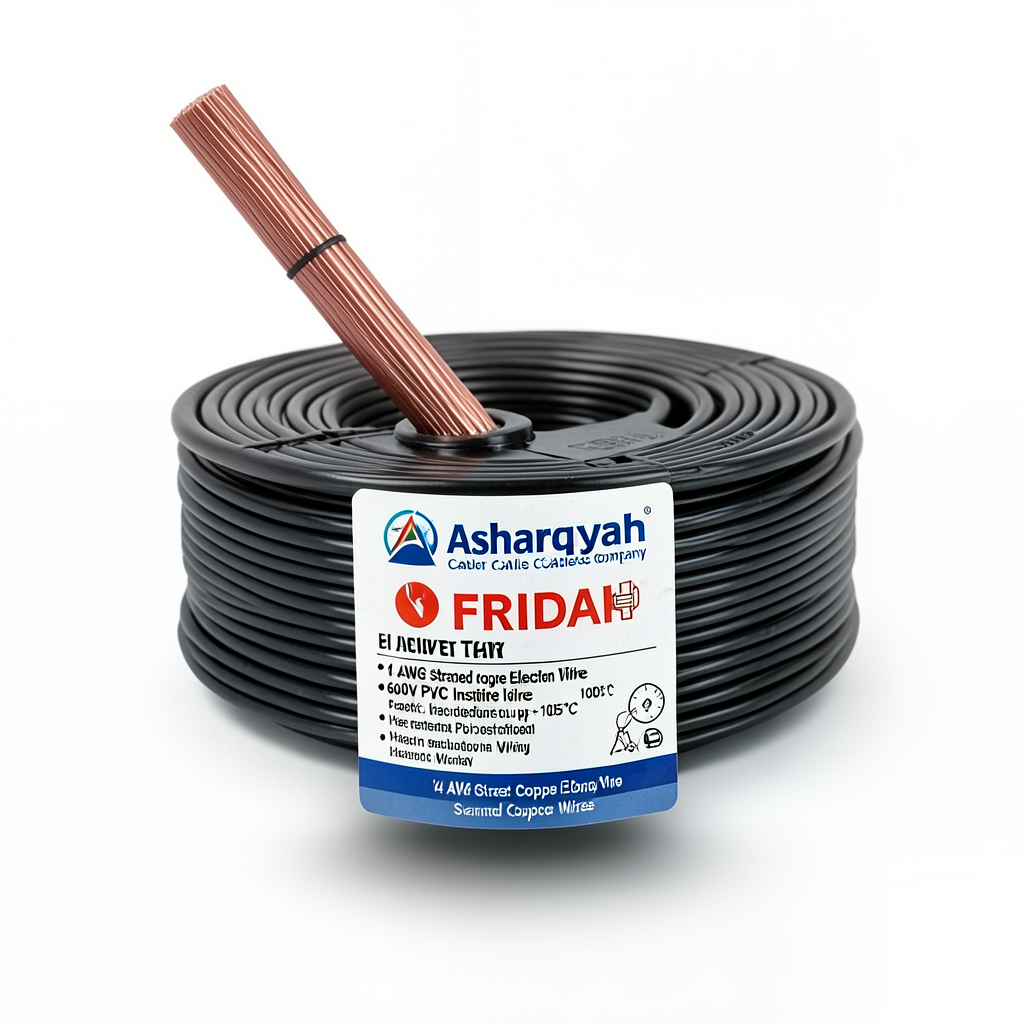 سلك كهرباء 14 AWG نحاس مجدول جهد 600 فولت عزل PVC اسود | شركة كابلات الشرقية للصناعة