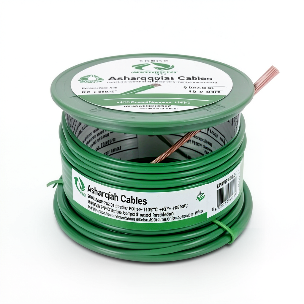 14 AWG Stranded Copper Wire 600 Volt PVC Insulated +105°C Green | Asharqiyah Cables Company for Industry