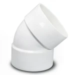 كوع بلاستيك UPVC زاوية 45° مقاس 3 إنش لون أبيض