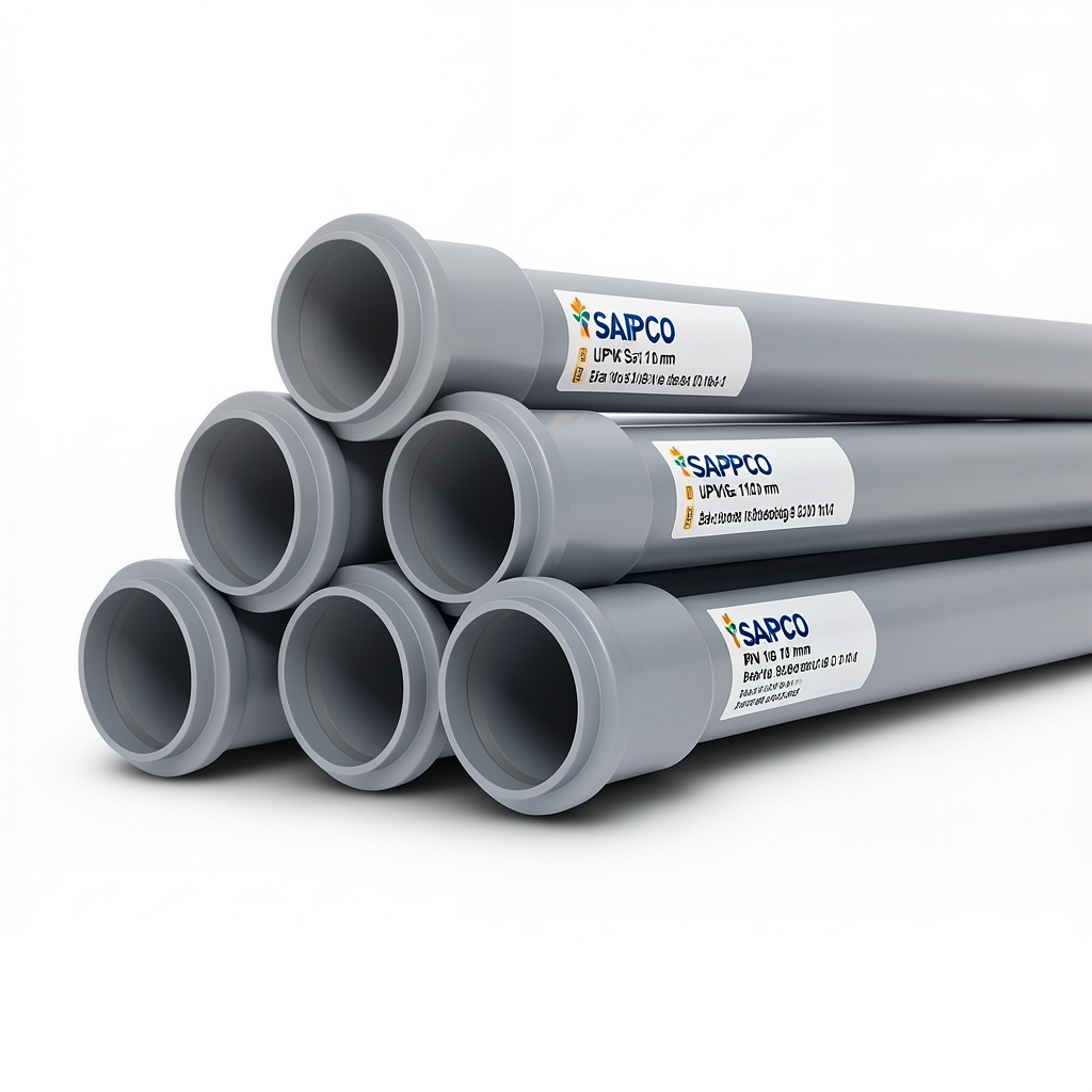 UPVC Pipes PN 16 Bar Size 110 mm Thickness 8.2 mm Gray Color | SAPPCO